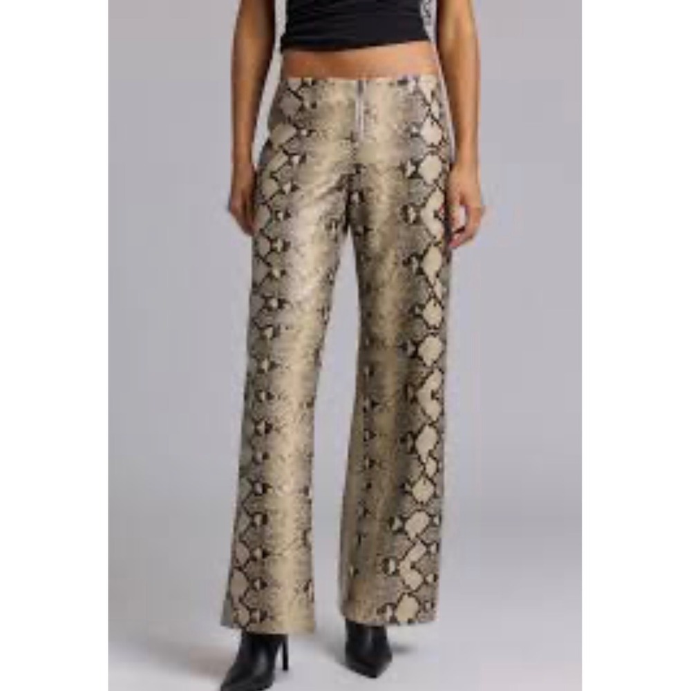 By.Dyln Xaavier Snakeskin Faux Leather Wide Leg Pants Urban Outfitters XL New
